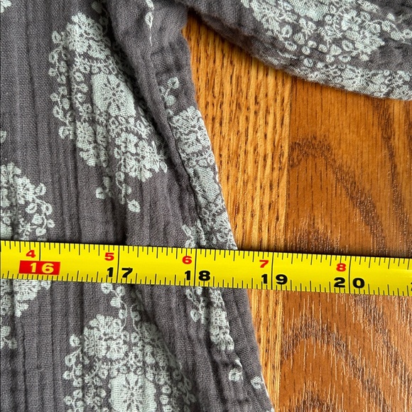 Wonderly Gray and White Patterned Mini Dress Size PM 100% Cotton Puff Sleeves - Picture 9 of 13